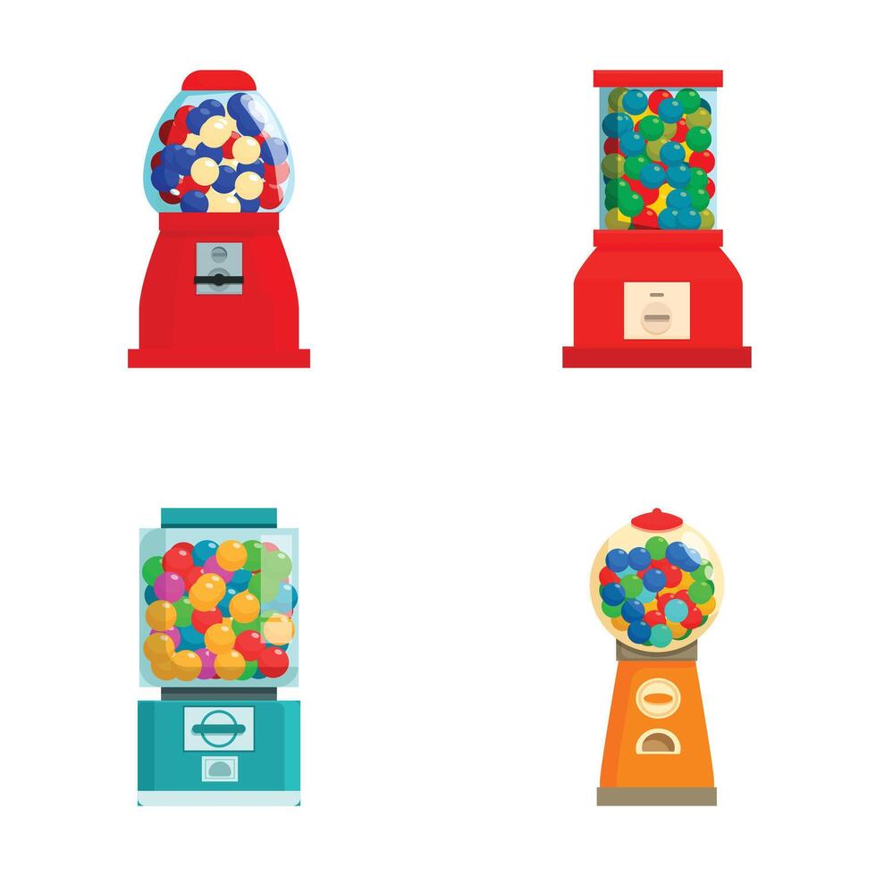 Collection of colorful bubble gum machines vector