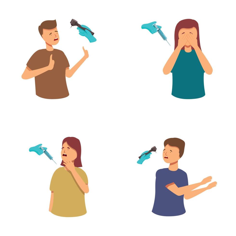 Set of reactions to a water gun surprise vector