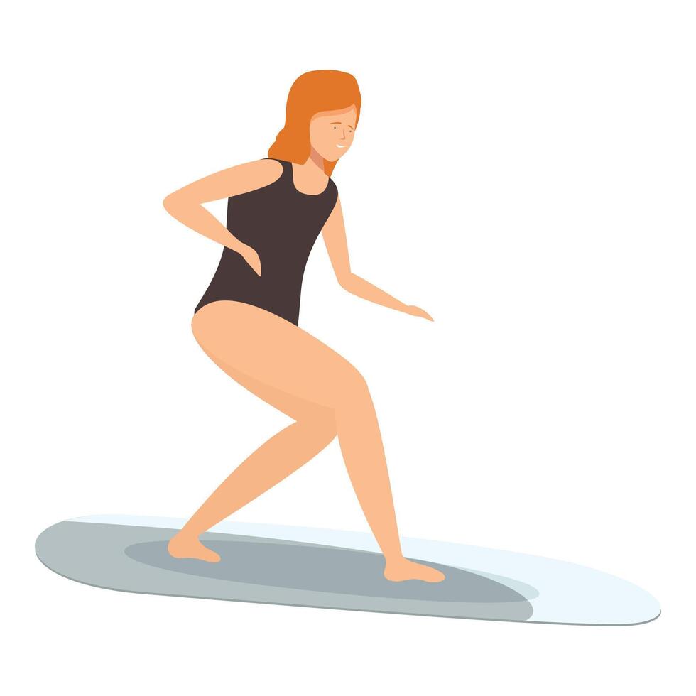 Young woman enjoying surfing simulation vector