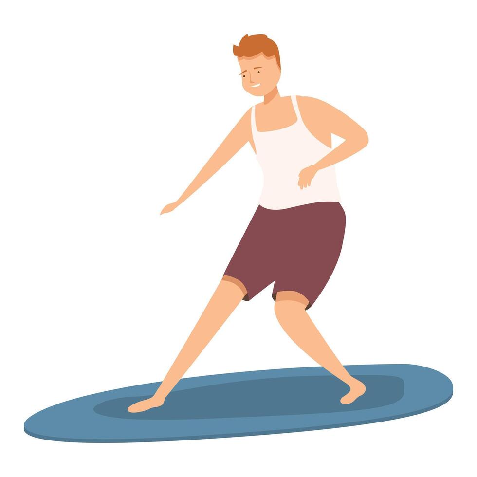 Man practicing balance on yoga mat vector