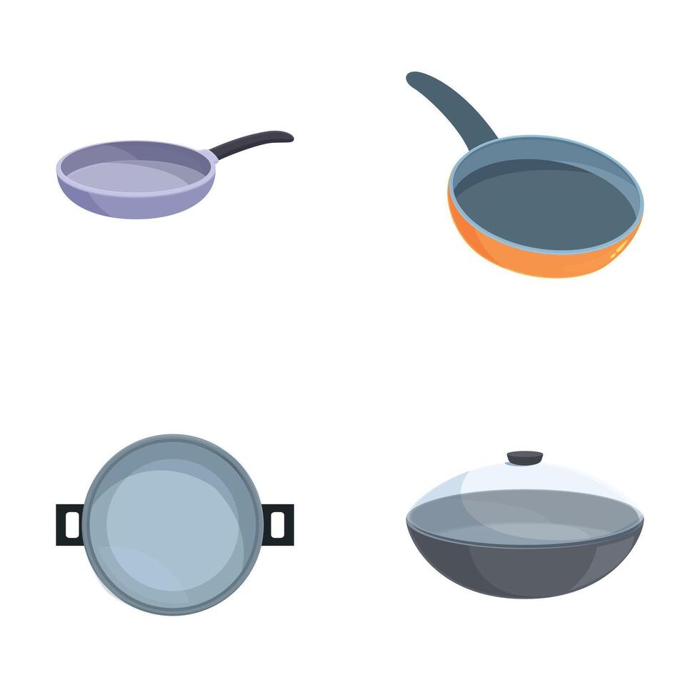 Set of various kitchen pans isolated on white vector