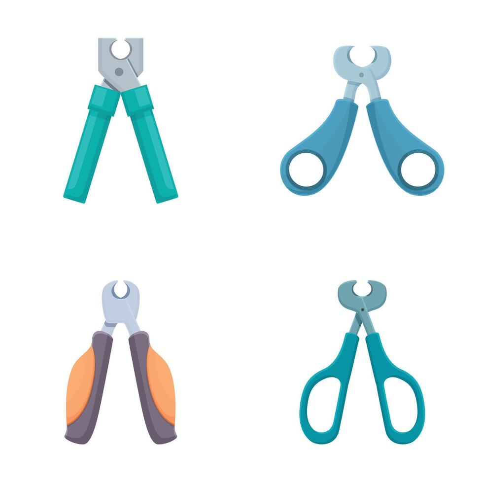 Set of isolated wire cutters icons vector