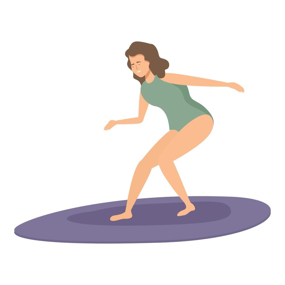 Young woman practicing yoga pose on mat vector