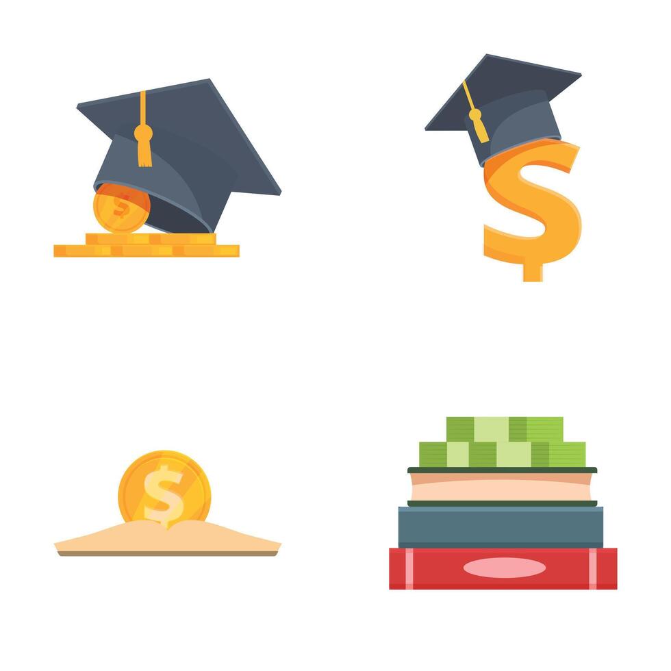 Education investment concept icons set vector