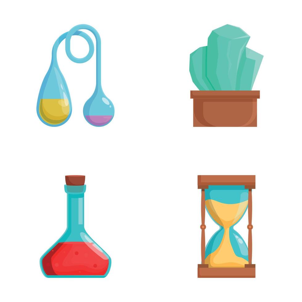 Assorted colorful science and time icons set vector