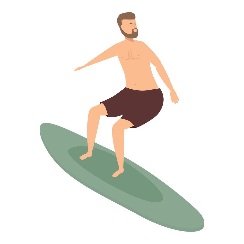 illustration of a bearded man balancing on a surfboard vector