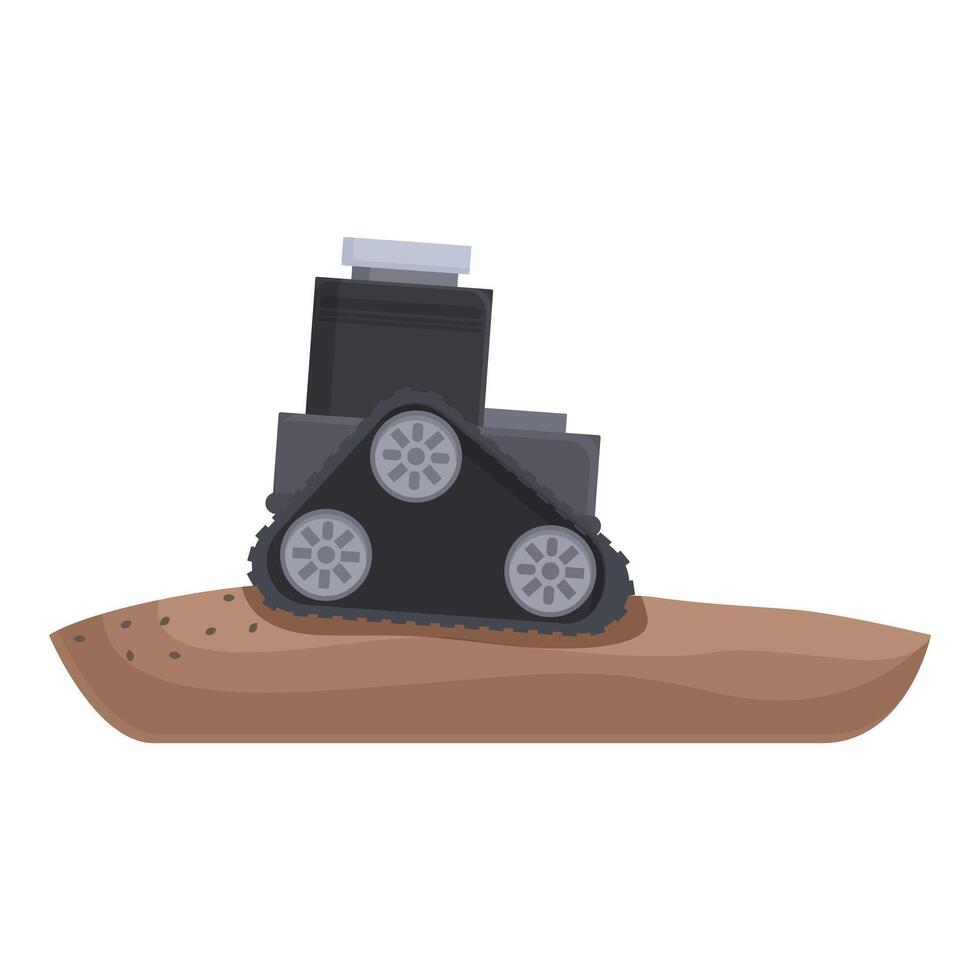 Cartoon excavator on dirt mound illustration vector