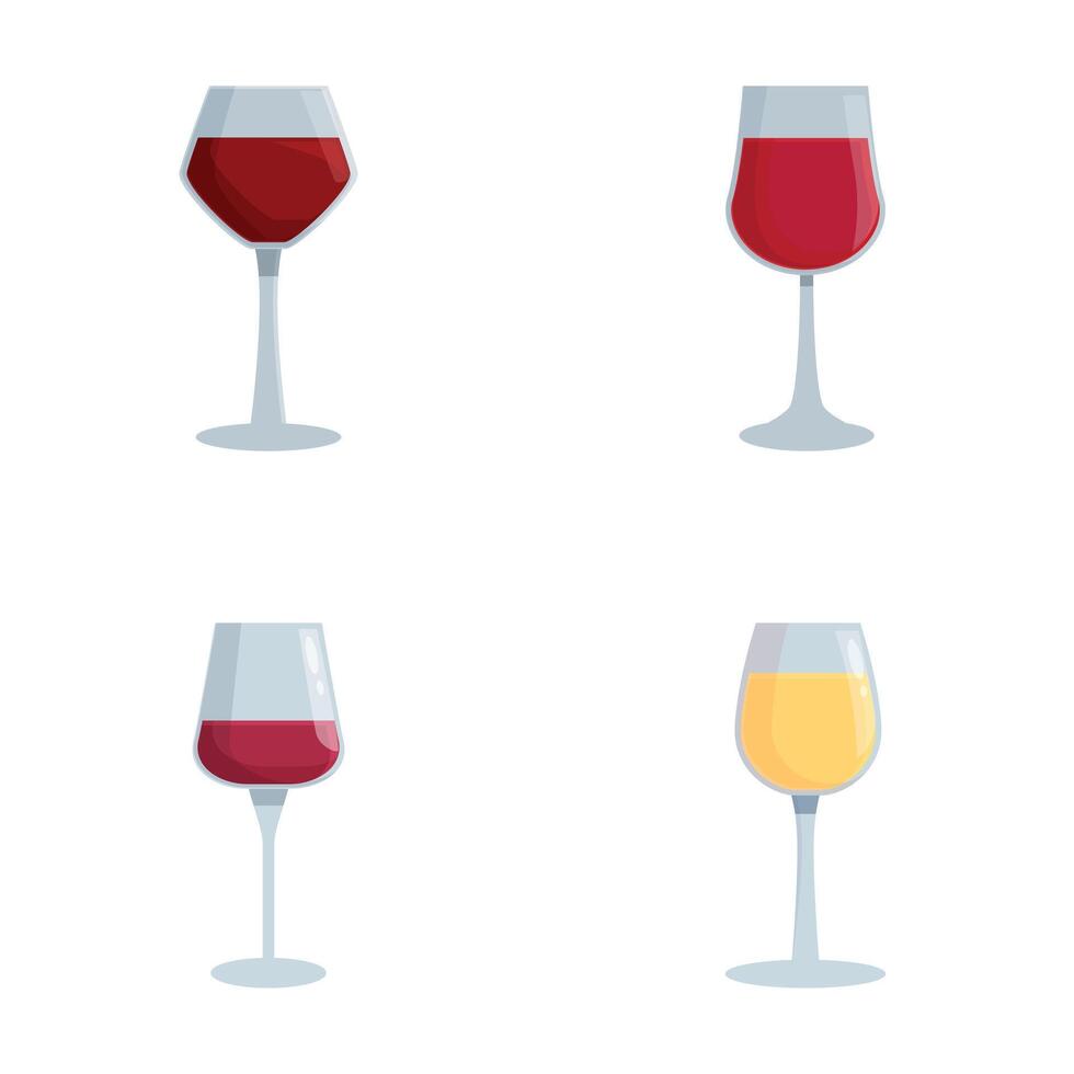 Set of wine glasses with various wines illustration vector