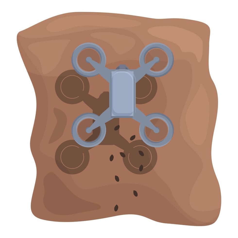Cartoon drone embedded in rock wall illustration vector