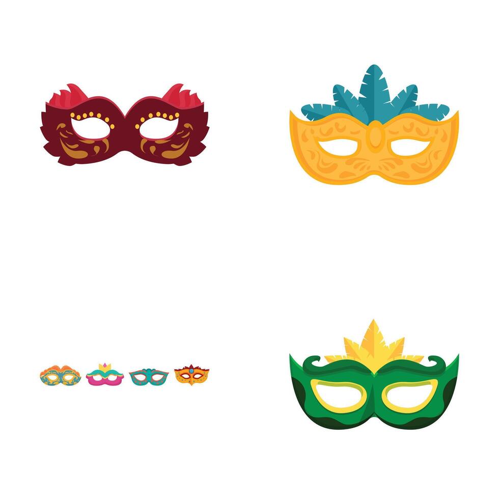 Carnival masquerade masks set vector