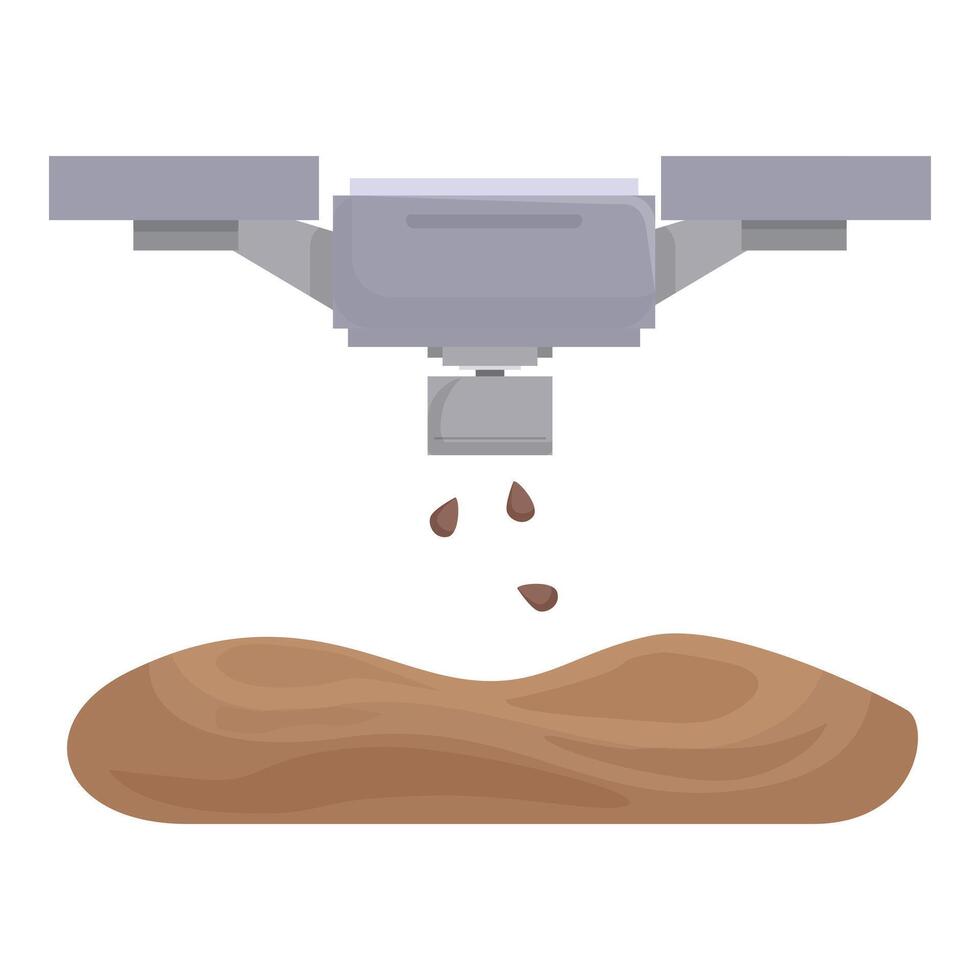 Cartoon drone watering soil illustration vector