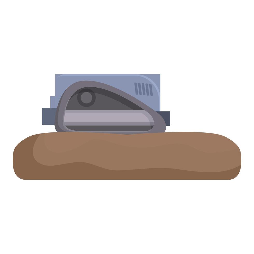 Cartoon stapler on wooden surface illustration vector