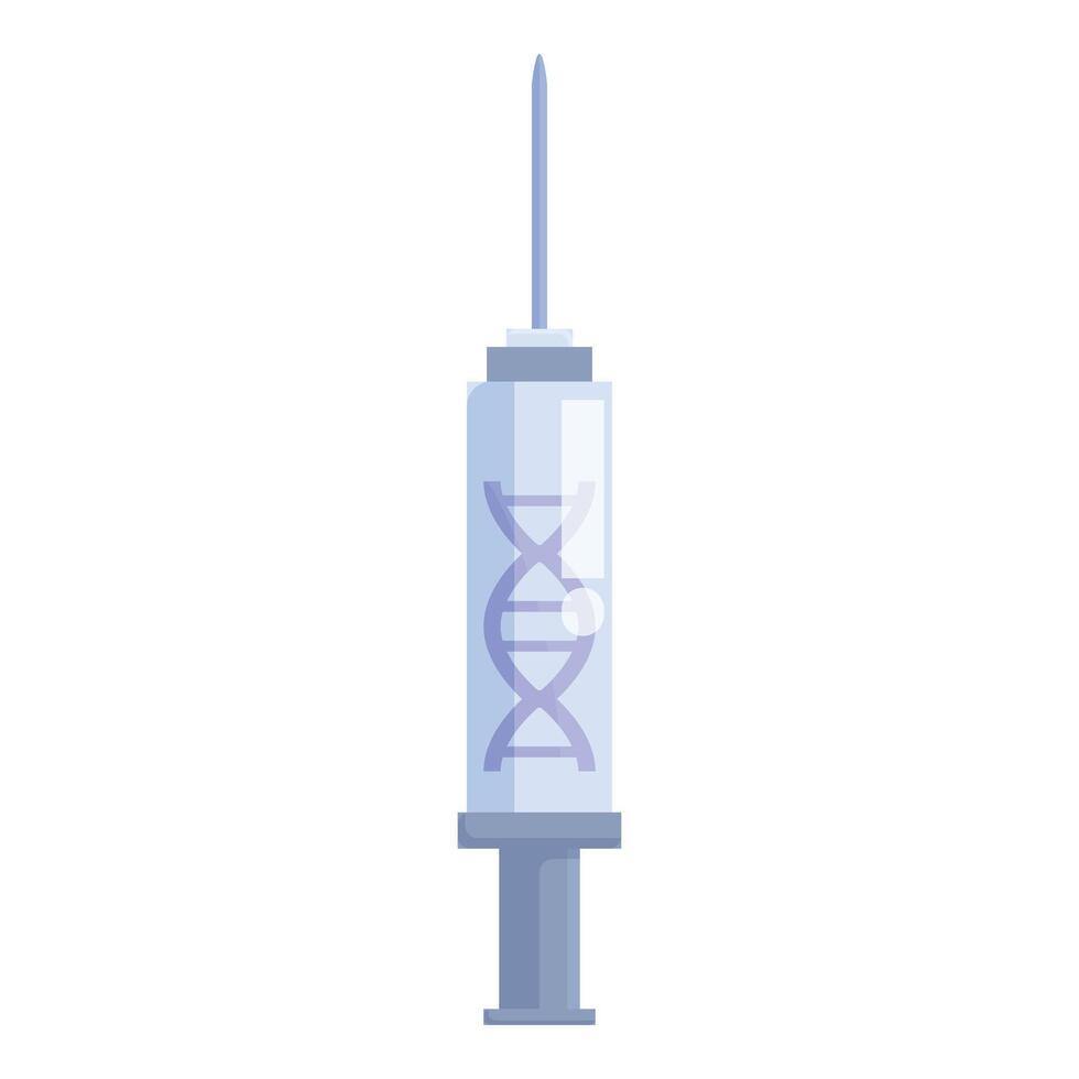 Flat design illustration of a syringe with a dna helix inside, symbolizing genetic engineering vector