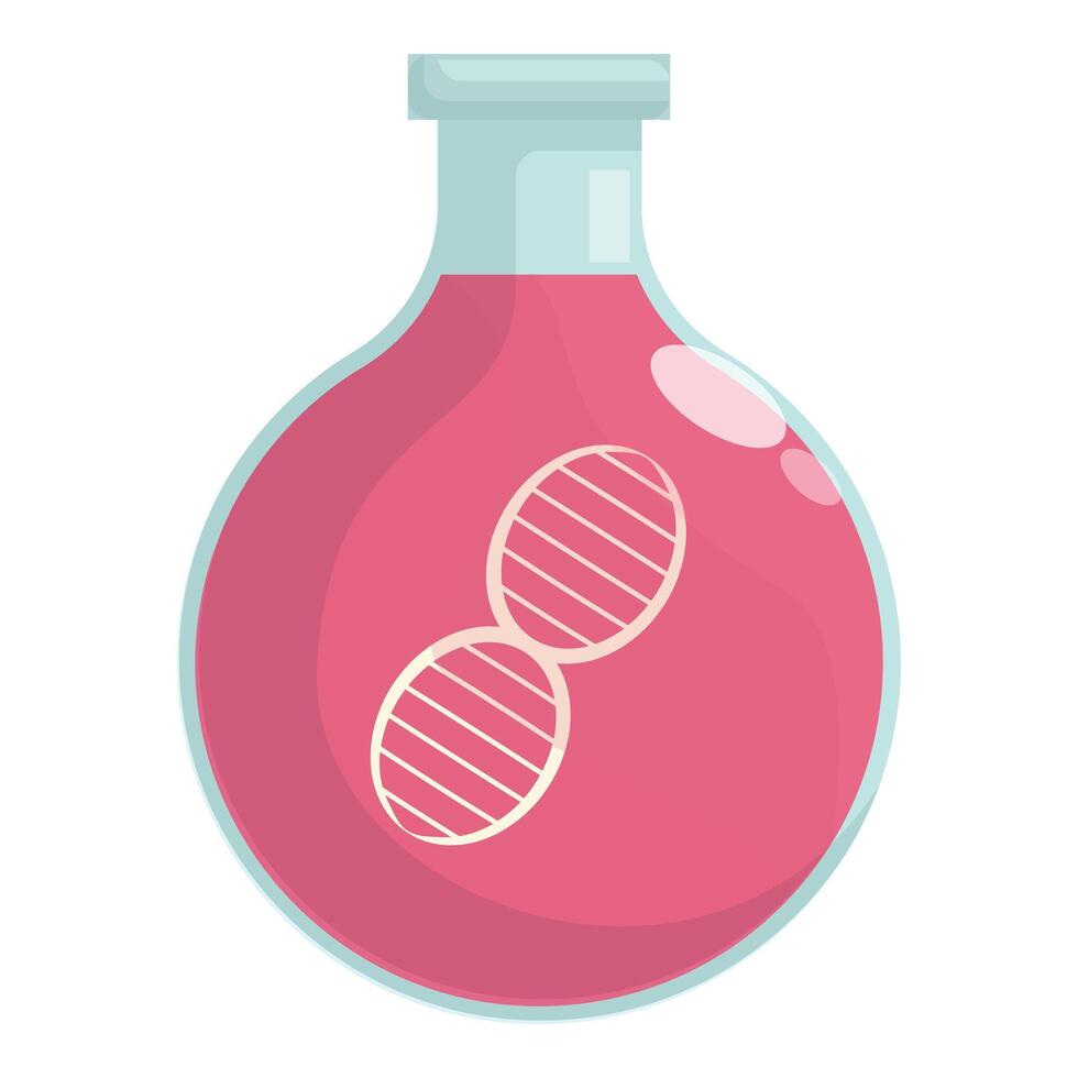 design of dna strands inside a flask, representing biotechnology and genetic engineering vector