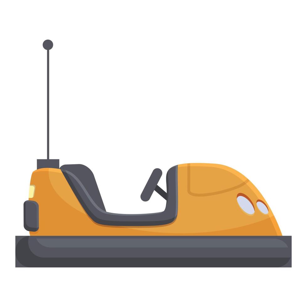 Flat illustration of a yellow bumper car with a black seat and control lever vector