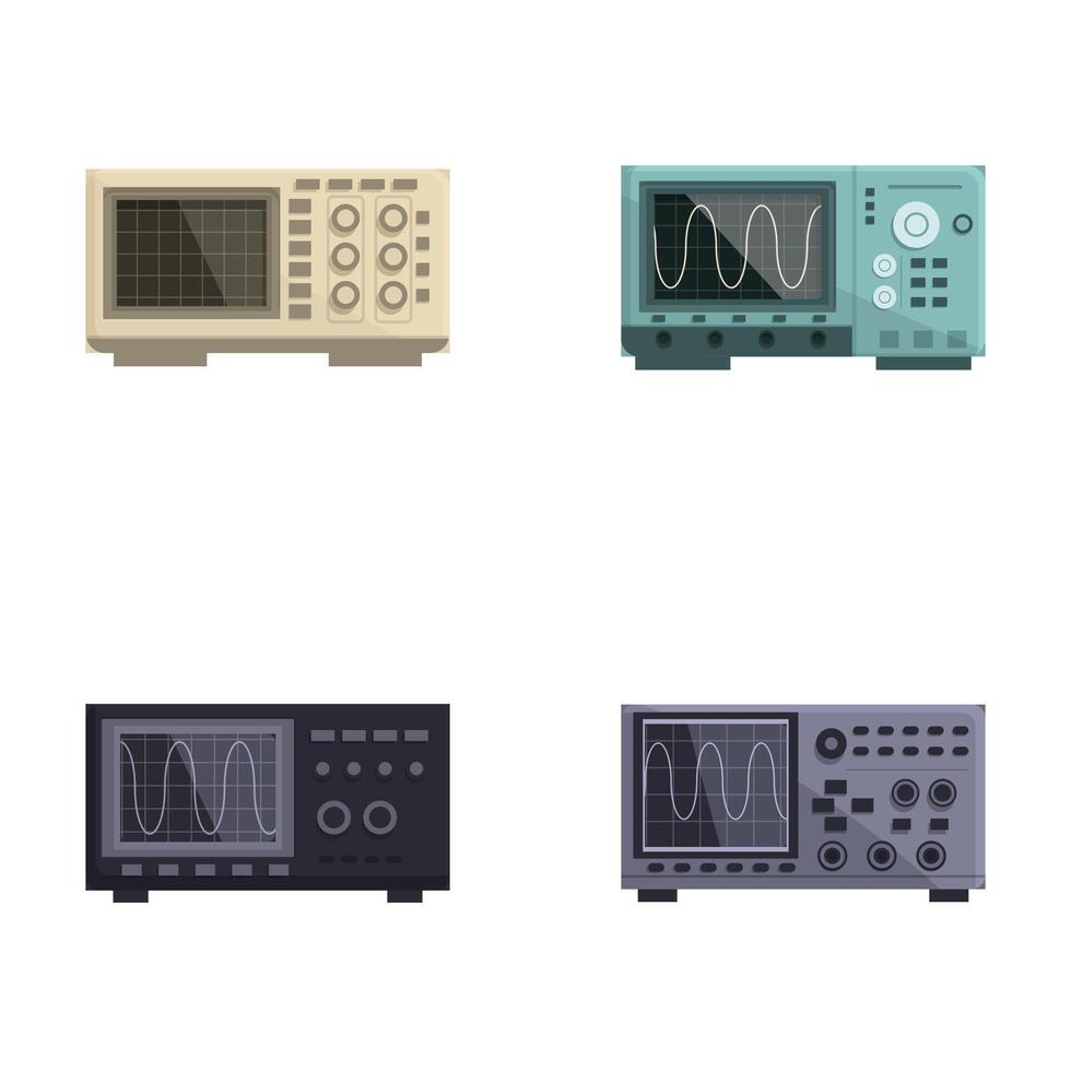 Set of four vintage oscilloscope illustrations vector