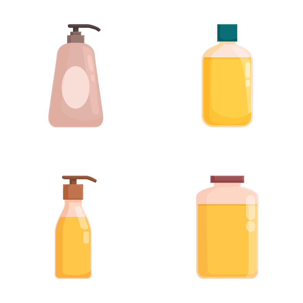 Set of soap and shampoo bottles vector
