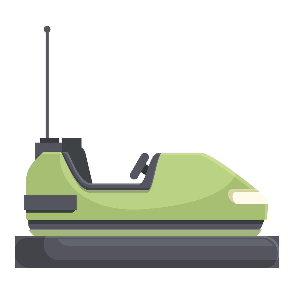 illustration of a green cartoon bumper car with an antenna and seat vector