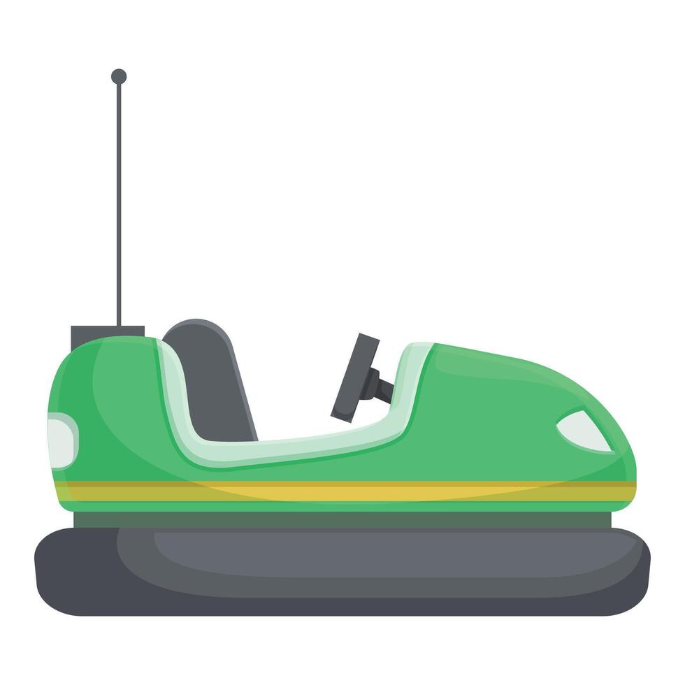 Colorful illustration of a green cartoon bumper car with a black antenna vector