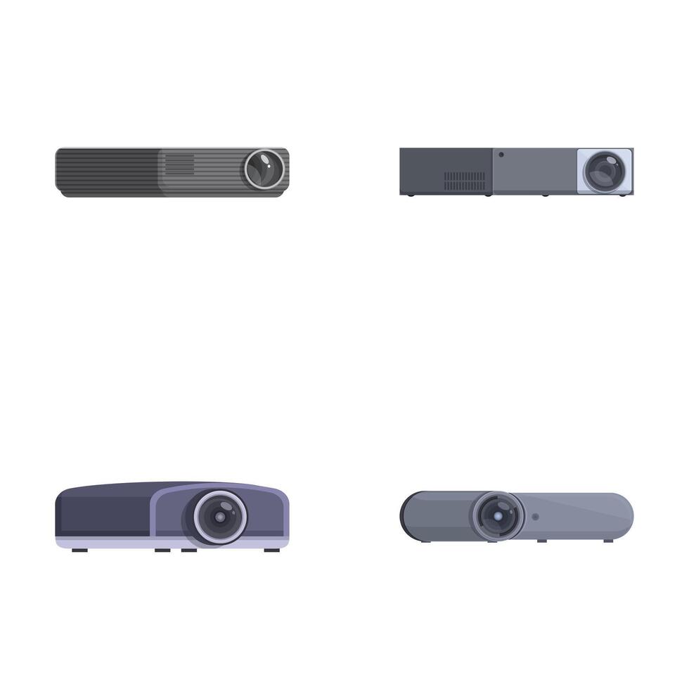 Set of modern projectors on white background vector