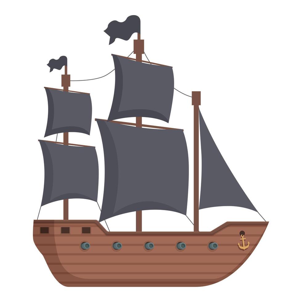 Cartoon pirate ship isolated on white background vector