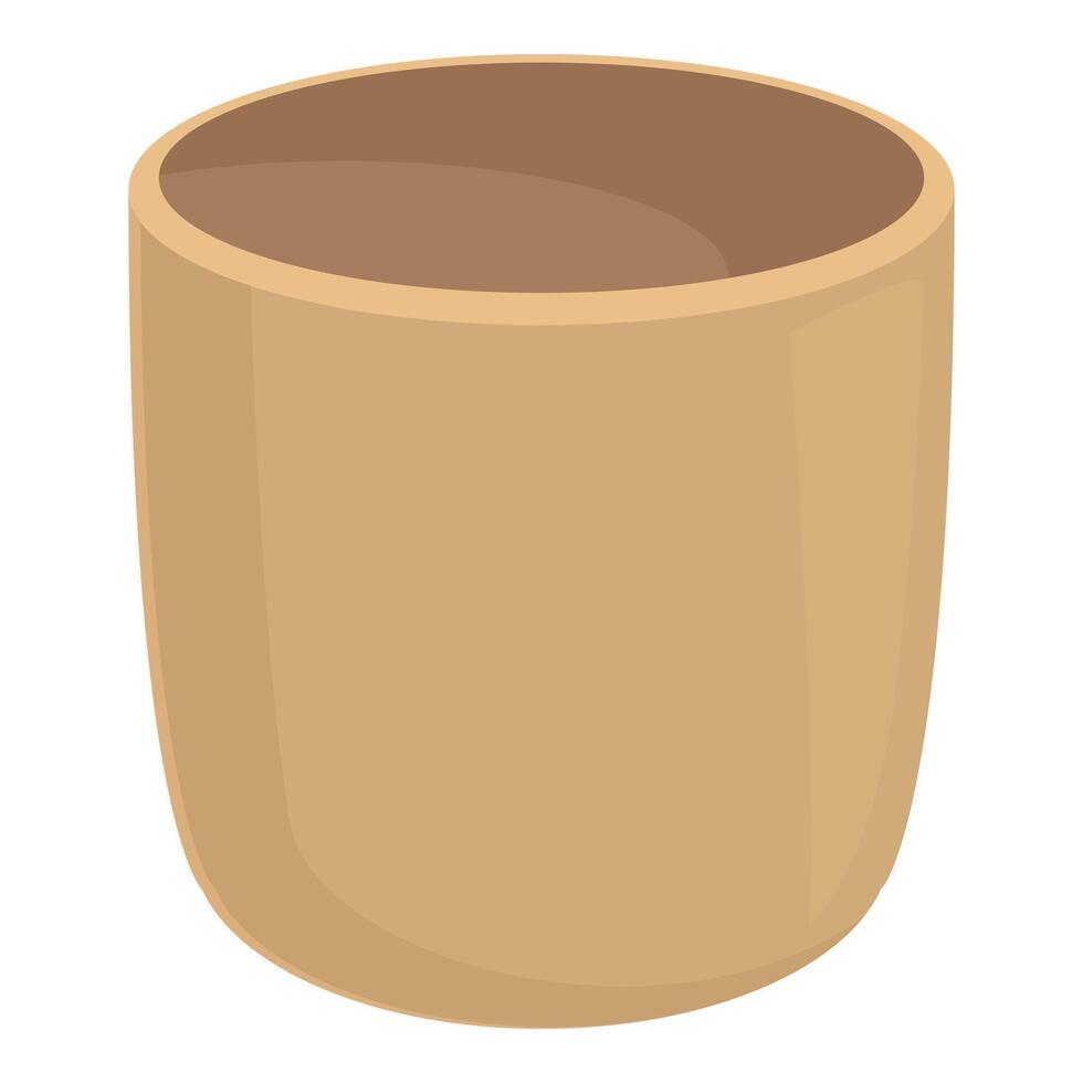 Simple illustration of a beige cartoon clay pot, isolated on a white background vector