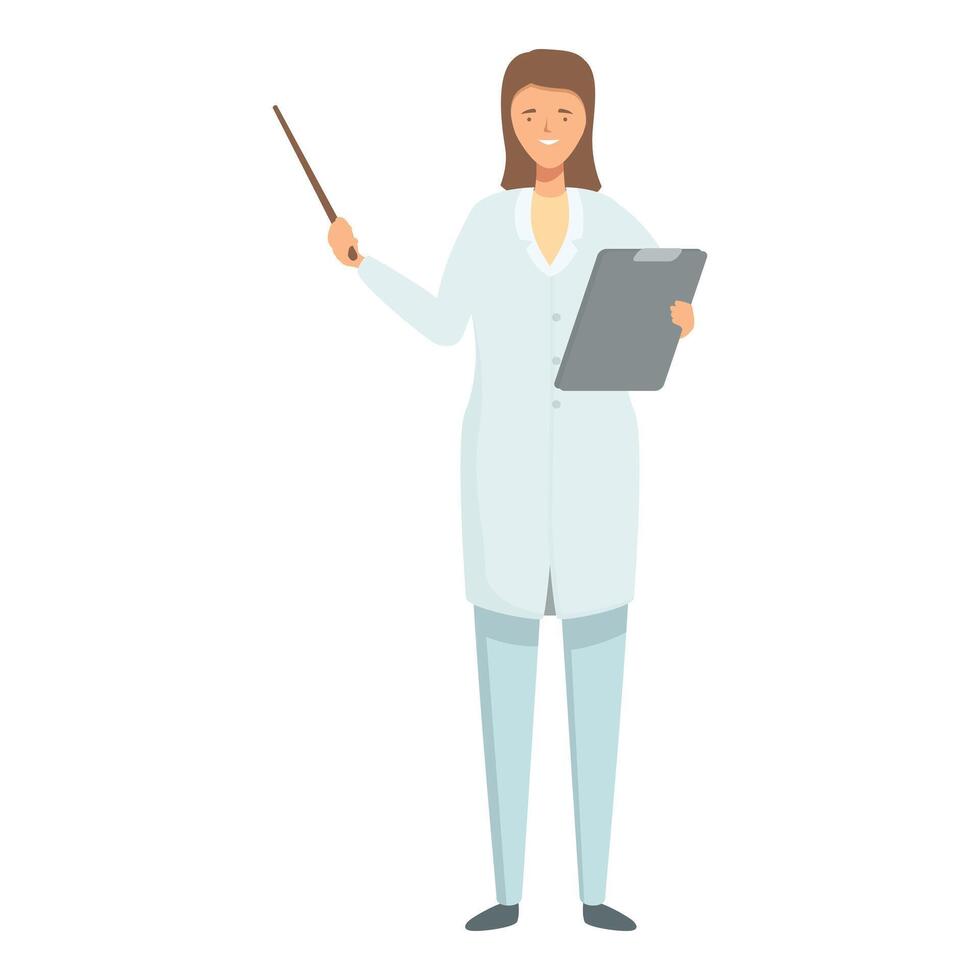 Professional female scientist with clipboard and pointer vector