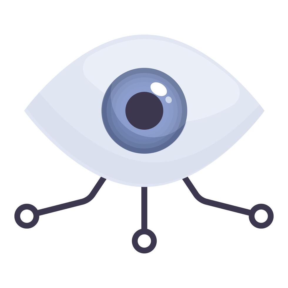 Stylized graphic of a blue eye with tech circuit connections, symbolizing futuristic sight vector