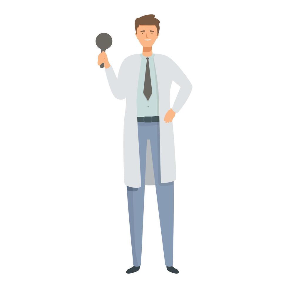 Smiling scientist holding test tube illustration vector