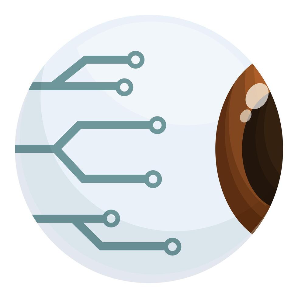 Stylized graphic of an eye integrated with digital circuit lines on a clean background vector