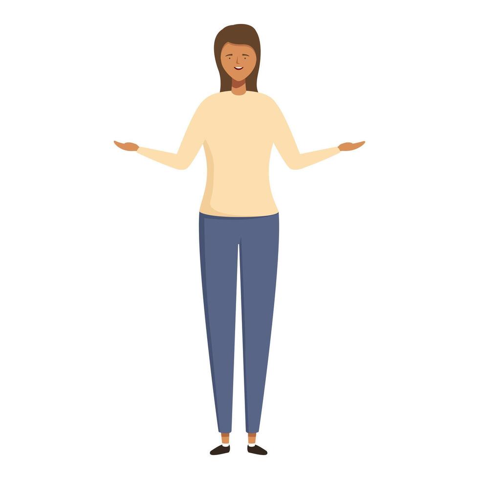 Smiling woman balancing gesture illustration vector