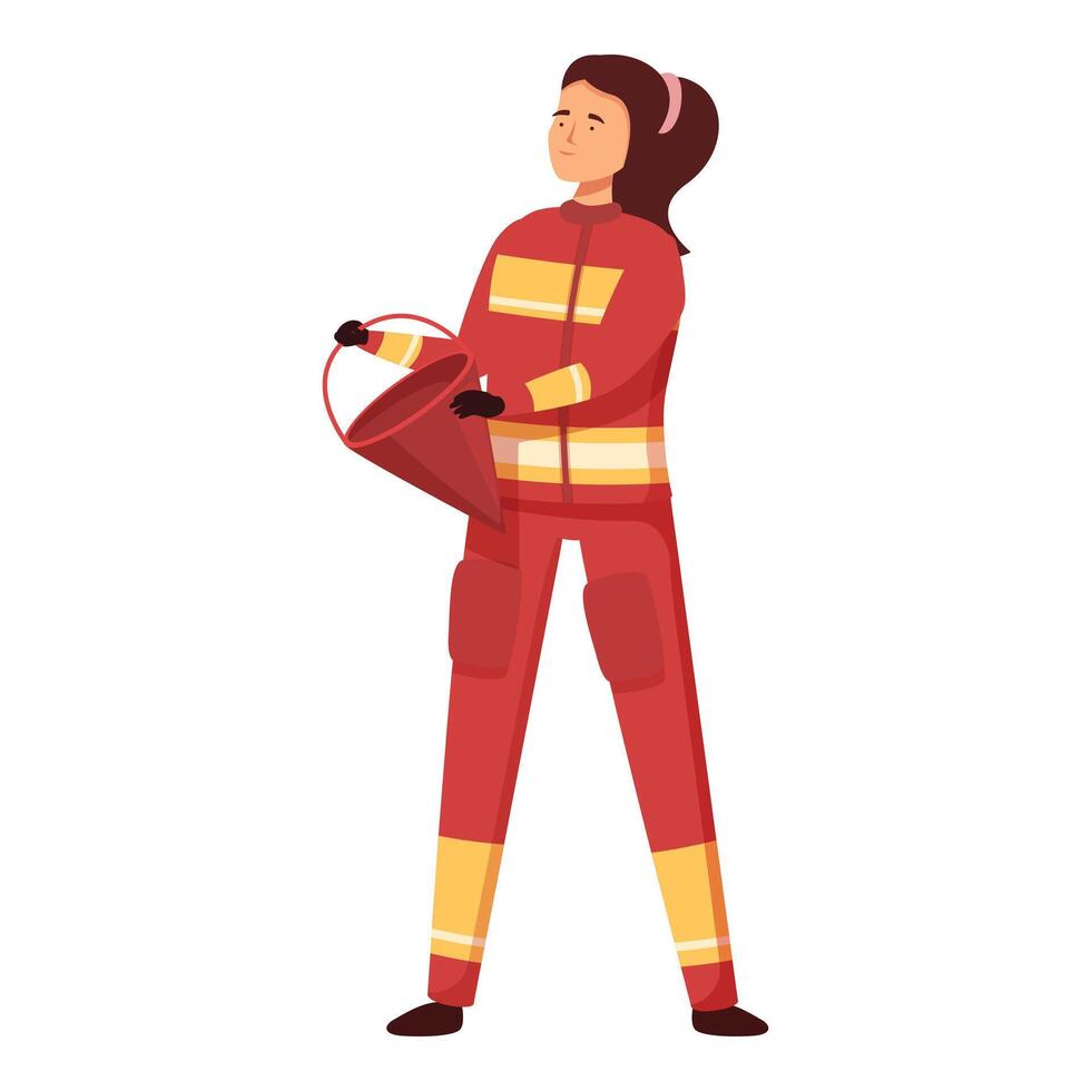 Female firefighter holding helmet illustration vector