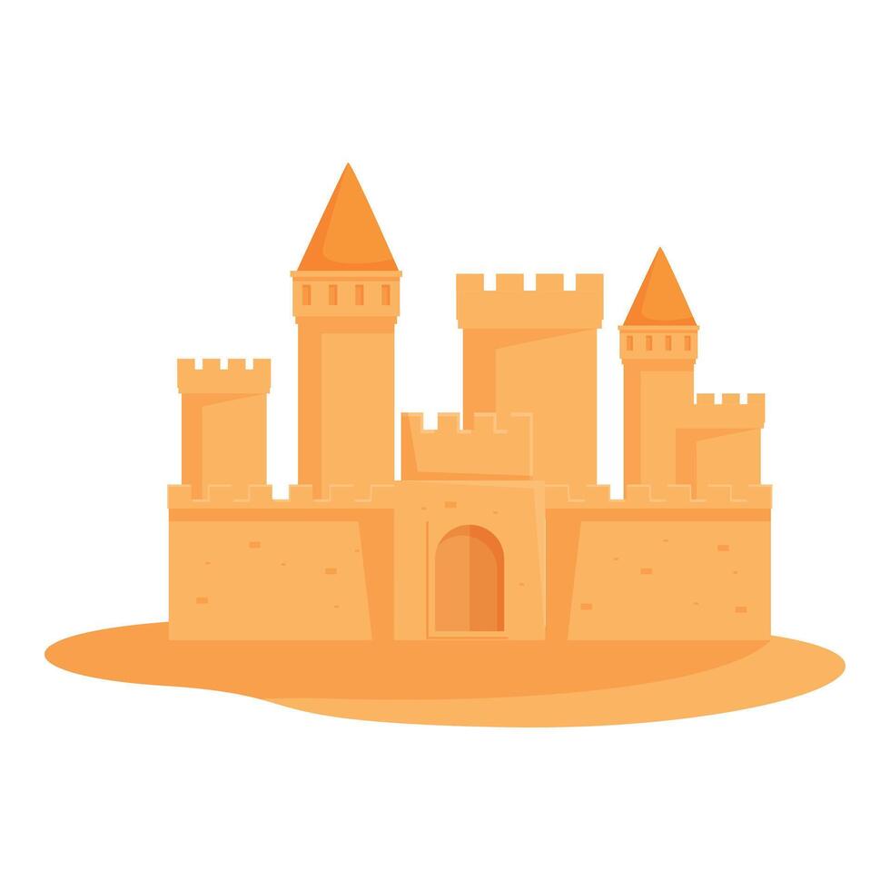 Vibrant digital illustration of a charming fairytale castle in warm colors, isolated on a white background vector