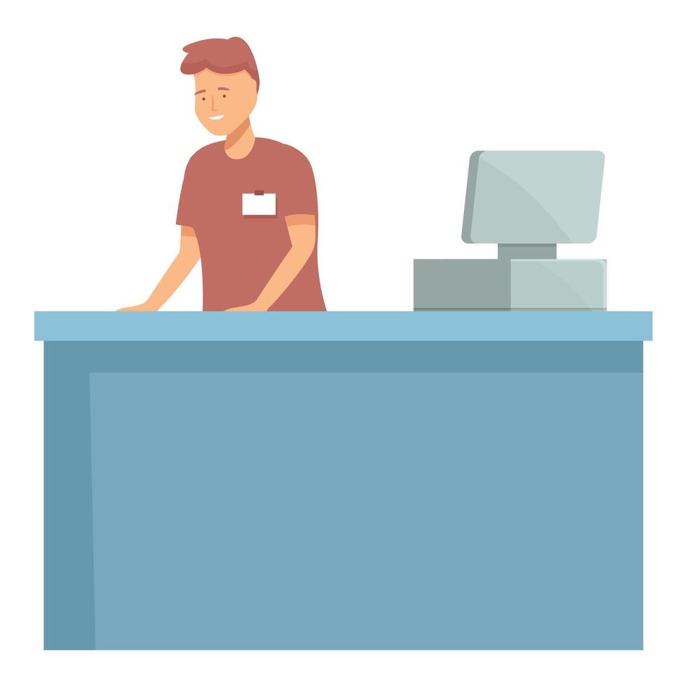 Cashier at checkout counter illustration vector