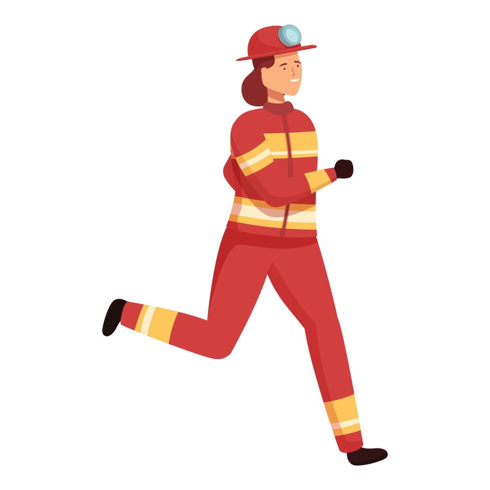 Animated firefighter character running to emergency vector