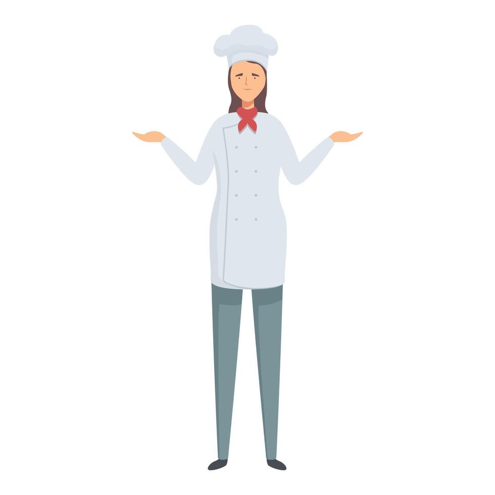 Confident chef posing with open hands vector