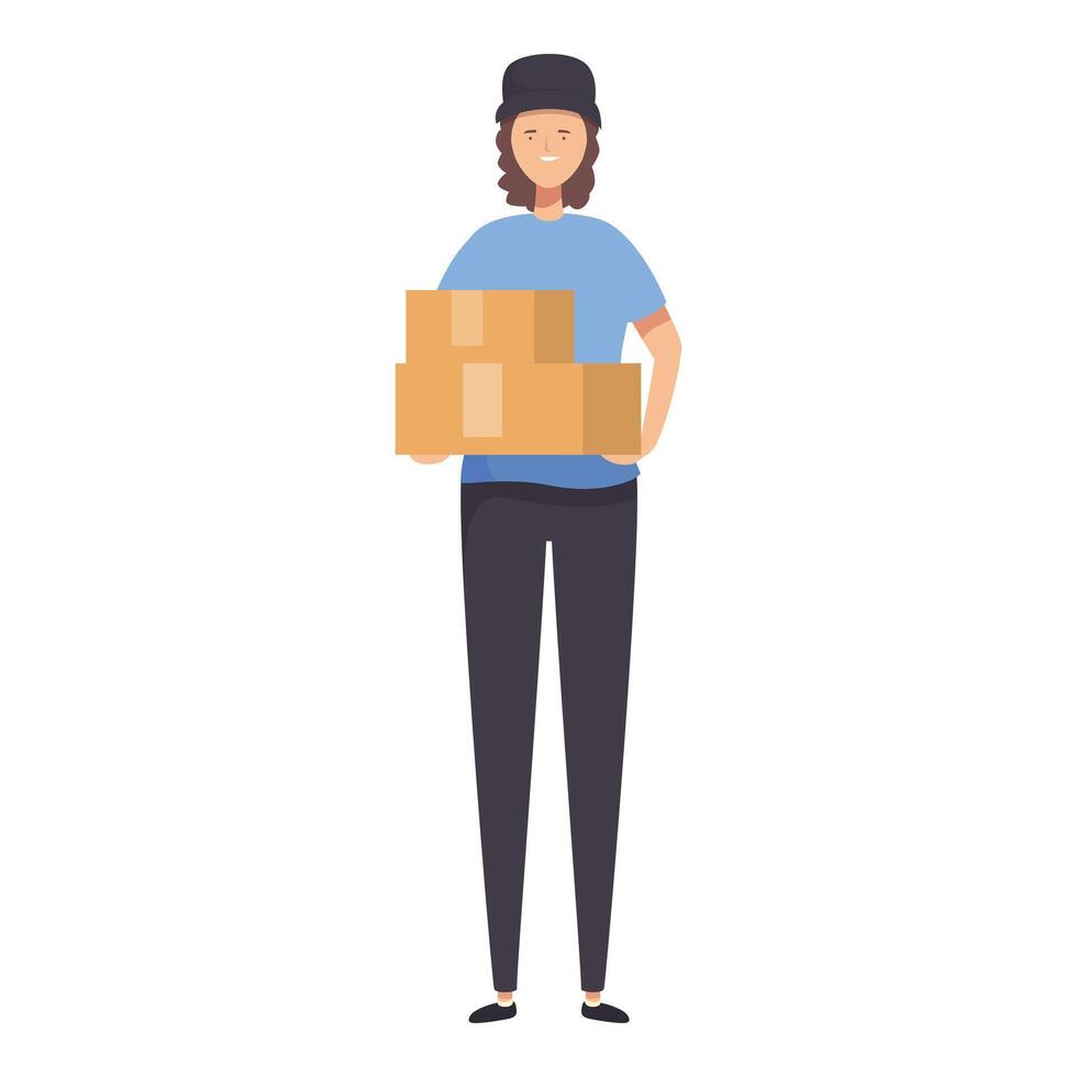 Delivery woman with a parcel vector