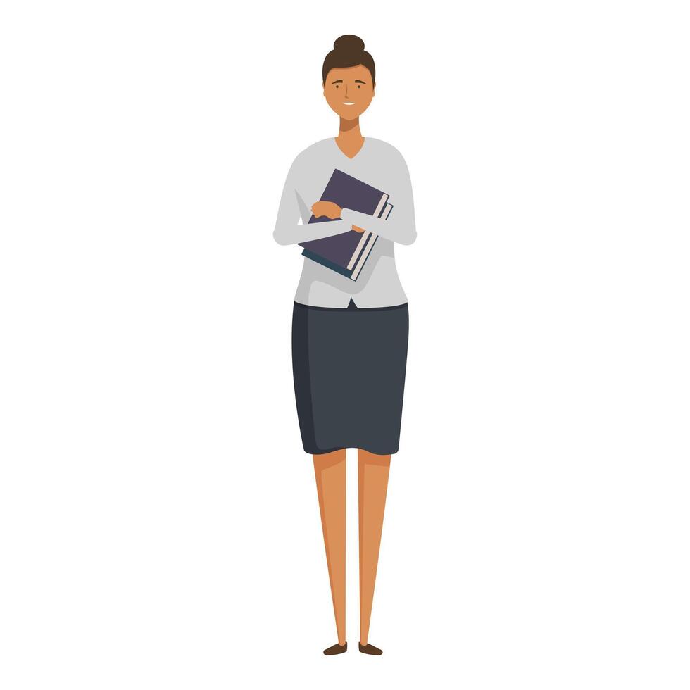 illustration of a professional woman standing with folders in her hands vector