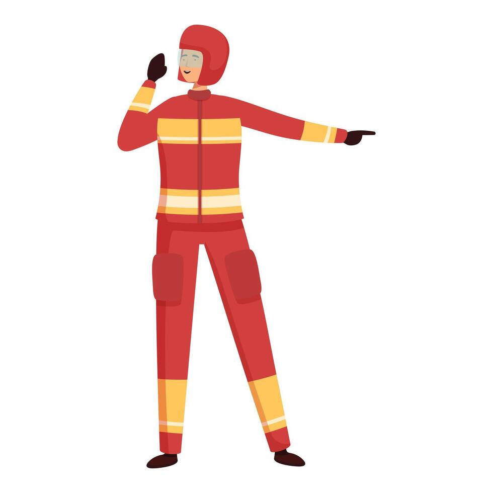 Female firefighter communicating with walkietalkie vector