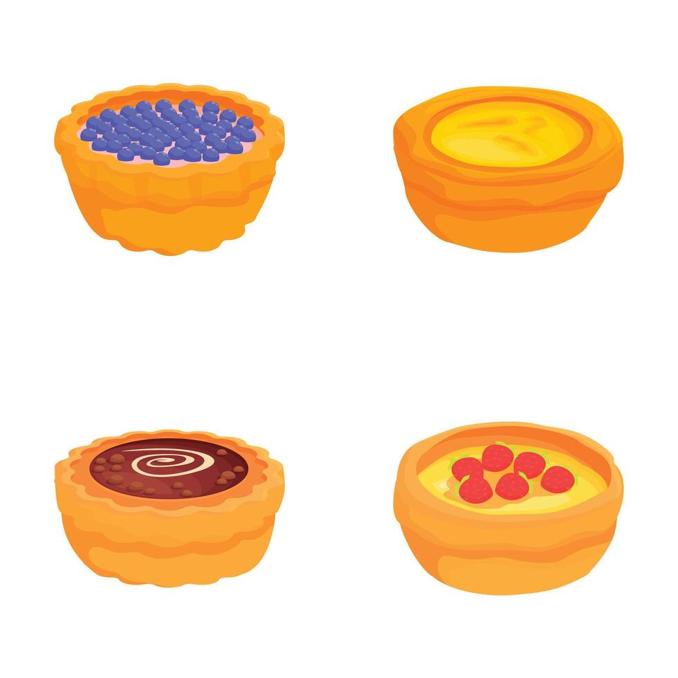 Set of assorted cartoon tarts illustration vector
