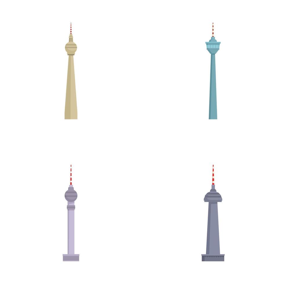 Set of illustrations of communication towers vector