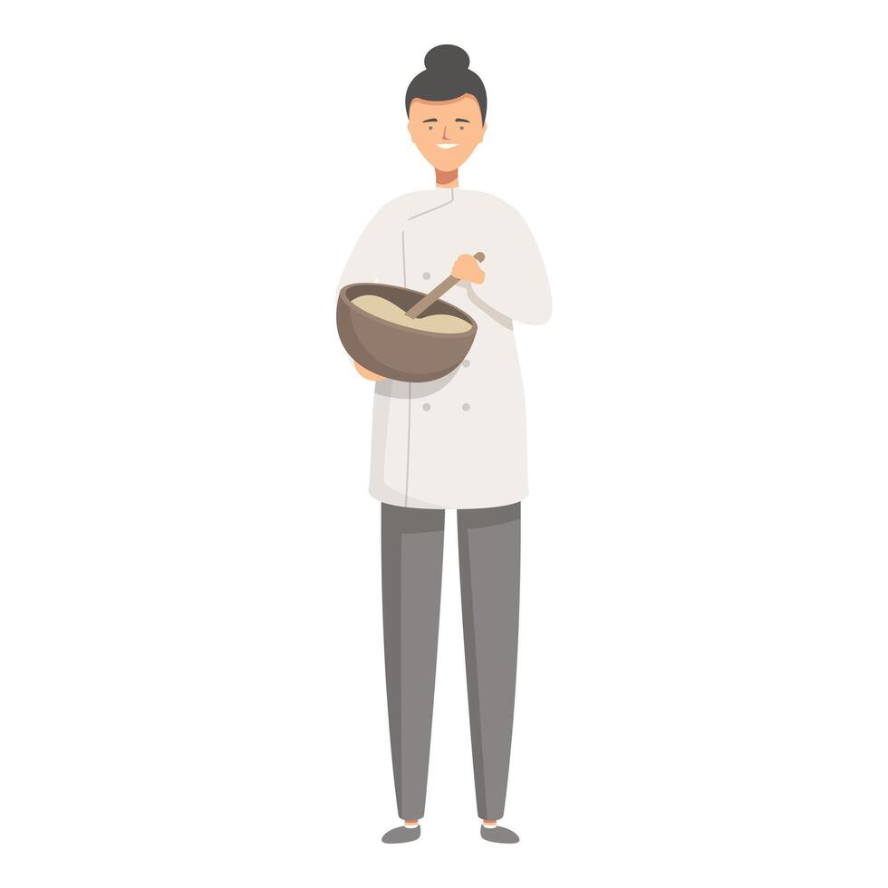 Professional female chef with mixing bowl vector