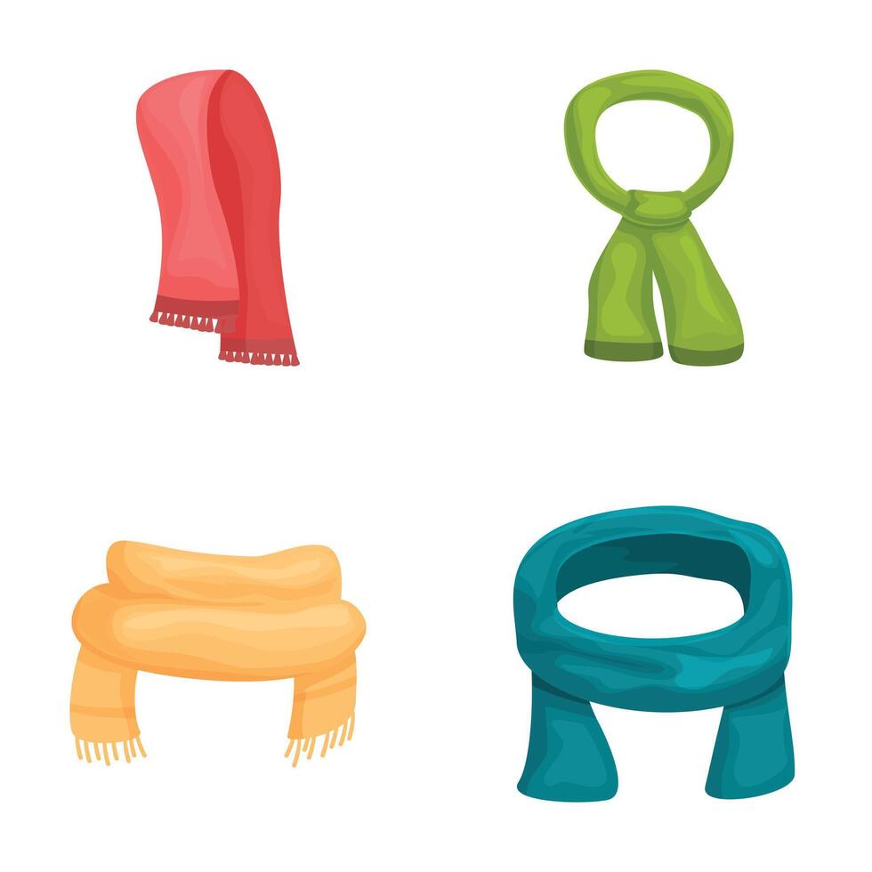 Set of colorful scarves illustrations vector