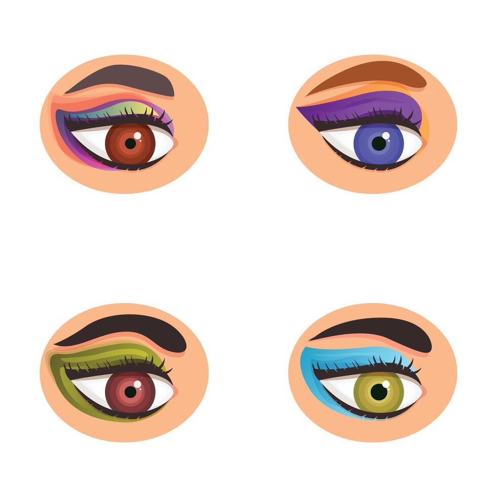 Set of four vibrant, cartoonstyle eyes with various eye colors and expressions vector