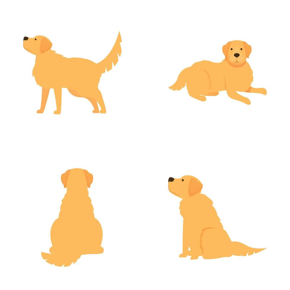 Set of cartoon labrador retriever illustrations vector