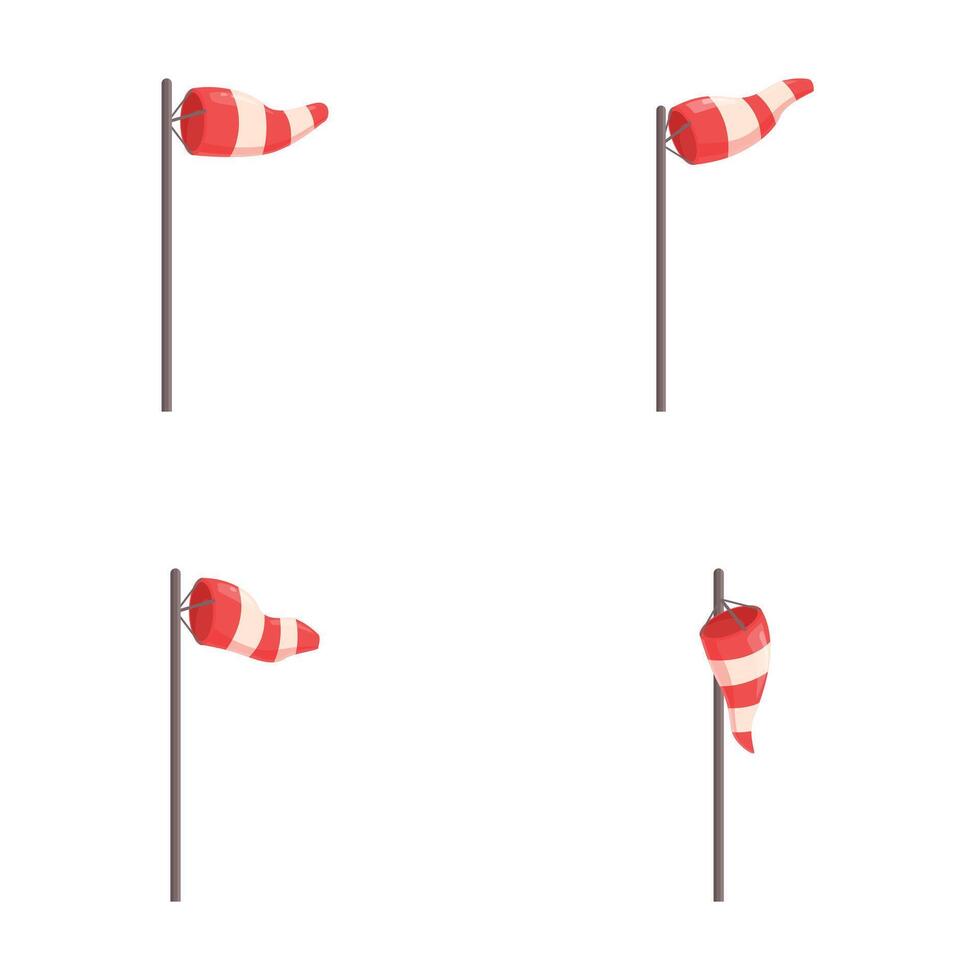 Windsocks indicating various wind directions vector