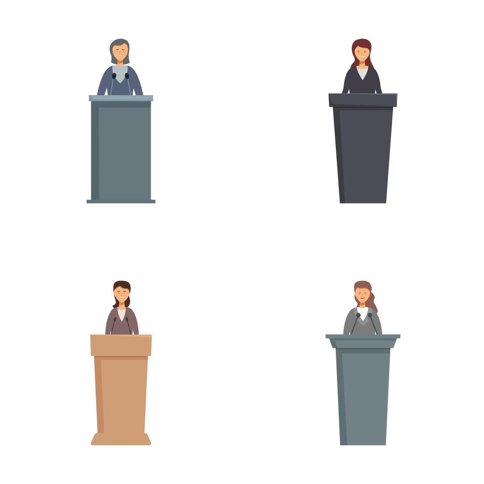 Diverse set of business people at podiums vector
