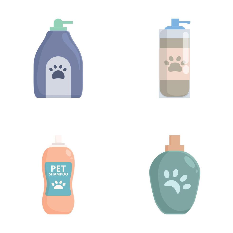 Set of pet shampoo bottles illustration vector