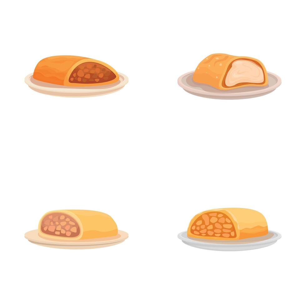 set of four different bread types, ideal for bakery or menu illustrations vector