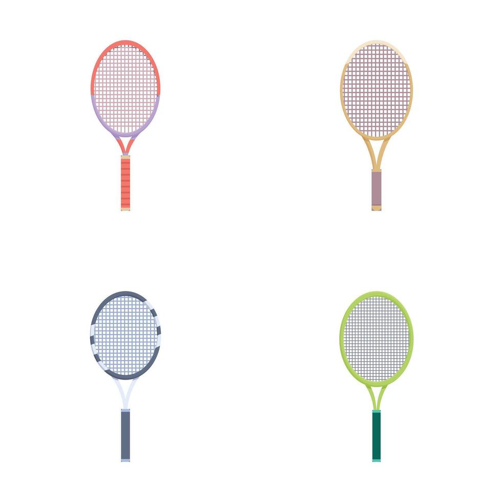 Set of four different tennis rackets isolated on white vector